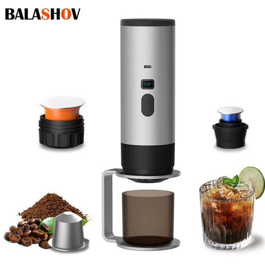 3-in-1Wireless Electric Portable Espresso Coffee Machine for Car and Family Camping Coffee Machine Capsule Powder Travel