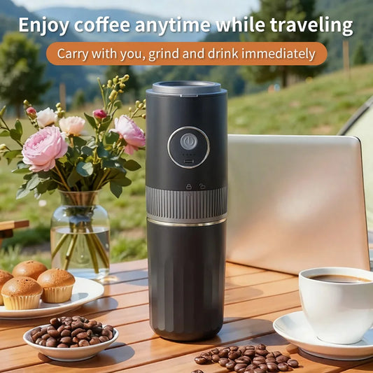 Portable electric coffee Maker grinder Machine, capsule extraction, small outdoor camping travel car office espresso machine